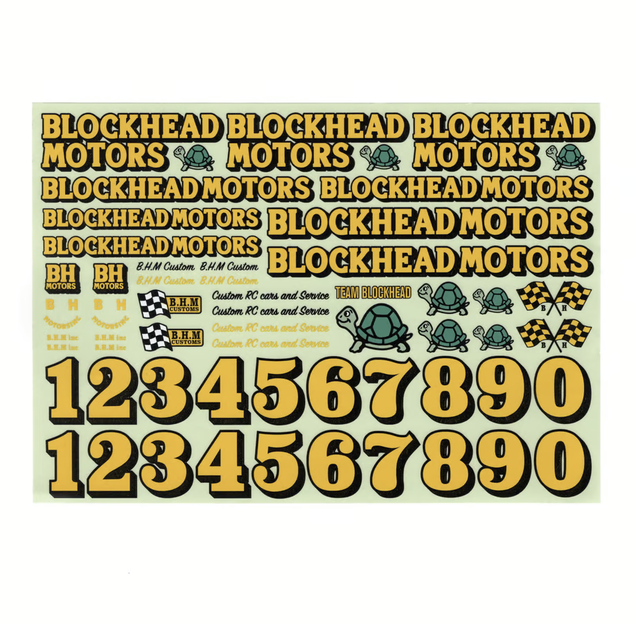 BHM300 BLOCKHEAD MOTORS オリジナルデカールシート【イエロー